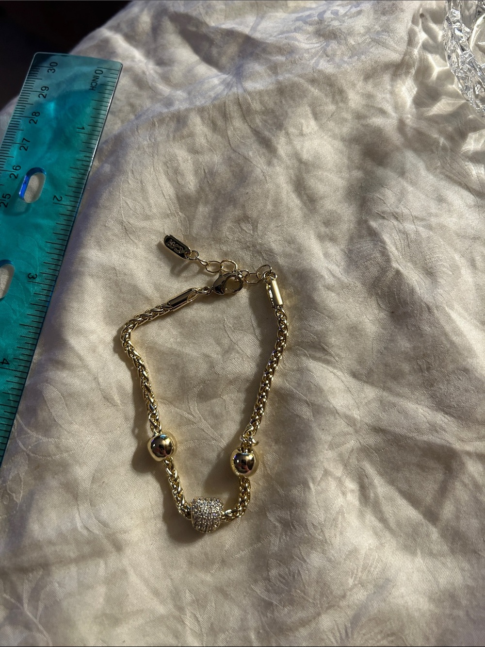 Gold-Tone Pave Heart & Bead Bracelet - Women Jewelry